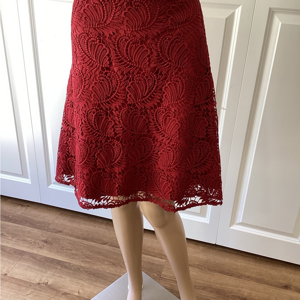 LOFT Red A-Line Knee-Length Skirt for Cocktail Events